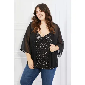 Melody Just Breathe Full Size Chiffon Kimono in Black