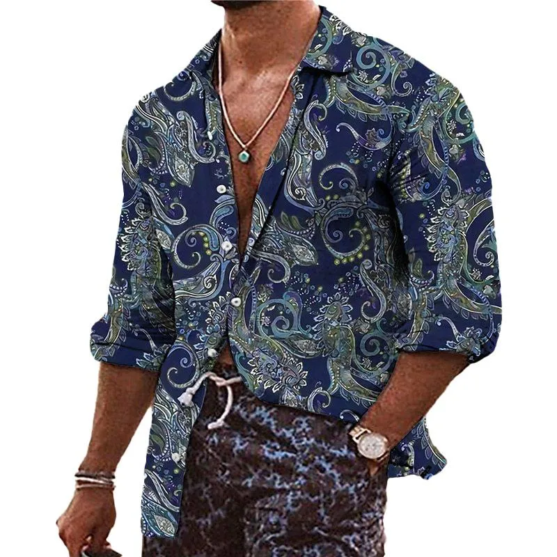 Men's Bohemian Print Long Sleeve Shirt 19807782YM