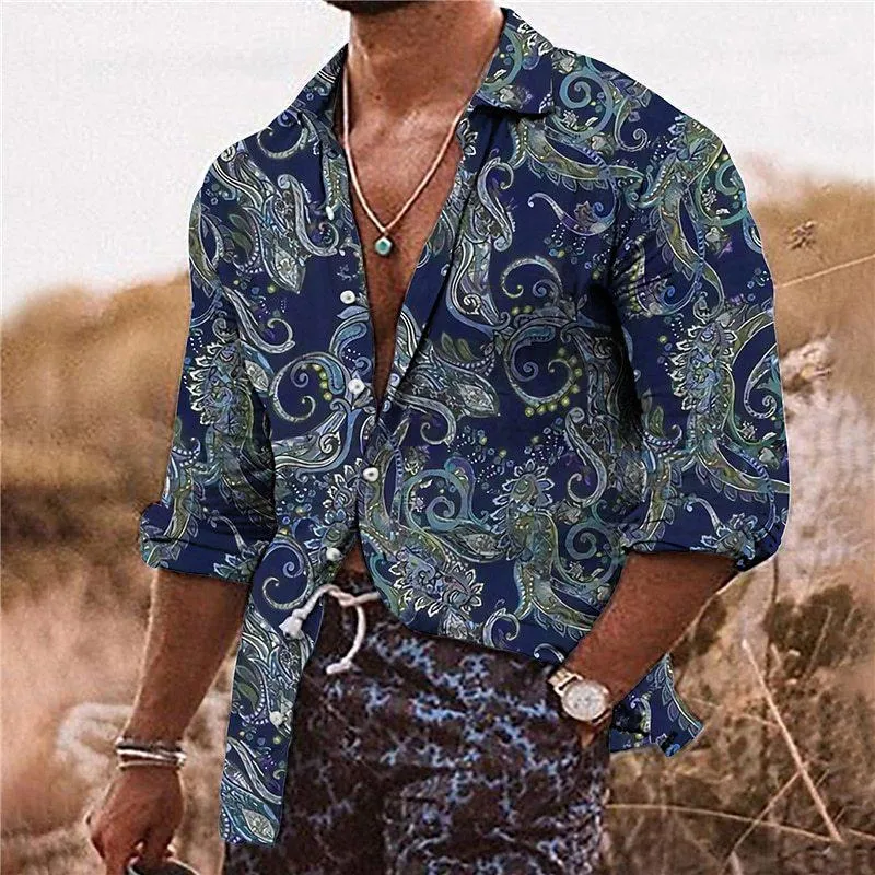 Men's Bohemian Print Long Sleeve Shirt 19807782YM