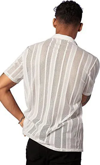 Men's Casual Button-down Knitted Short-sleeved Shirt 21118698YM