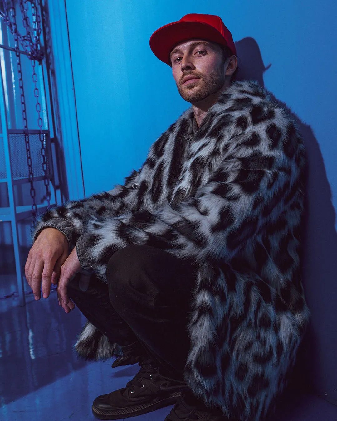 Men's Faux Fur Coat | Himalayan Snow Leopard