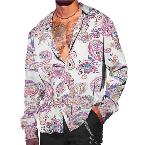 Men's Holiday Print Long Sleeve Shirt 83664697YM