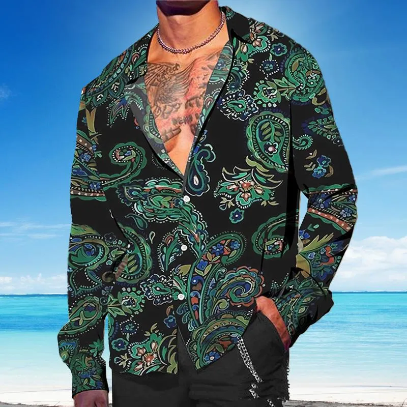 Men's Holiday Print Long Sleeve Shirt 83664697YM