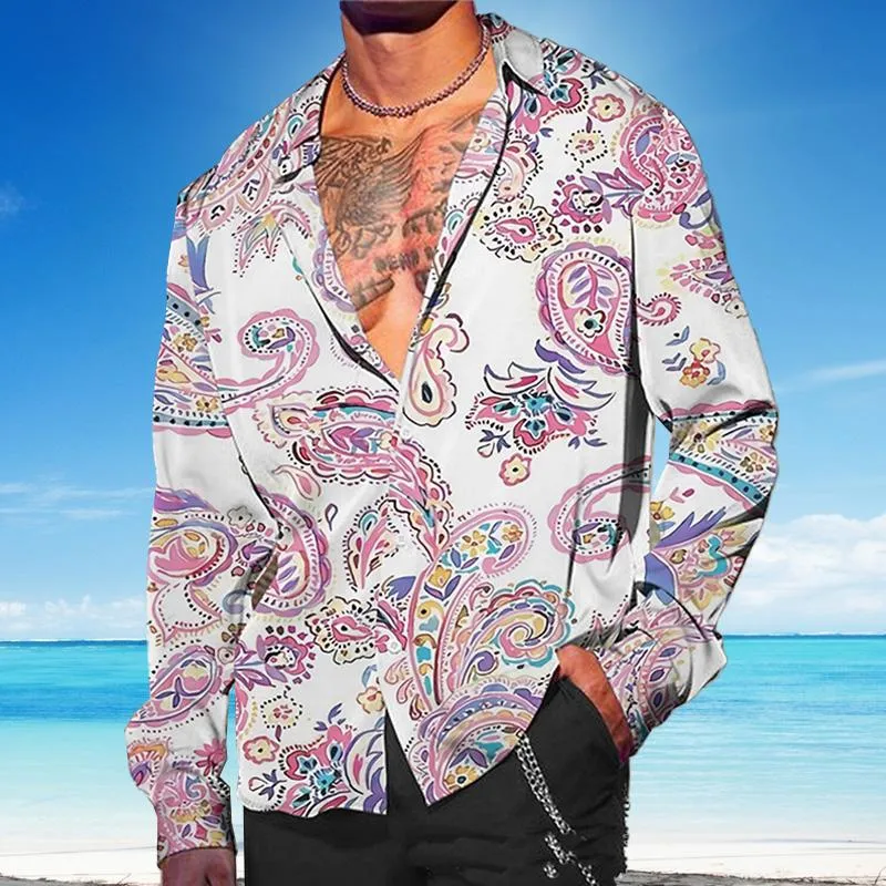 Men's Holiday Print Long Sleeve Shirt 83664697YM