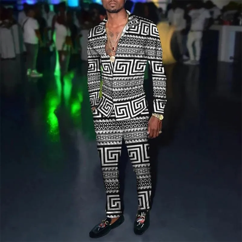 Men's Retro Print Suit 58029513YM