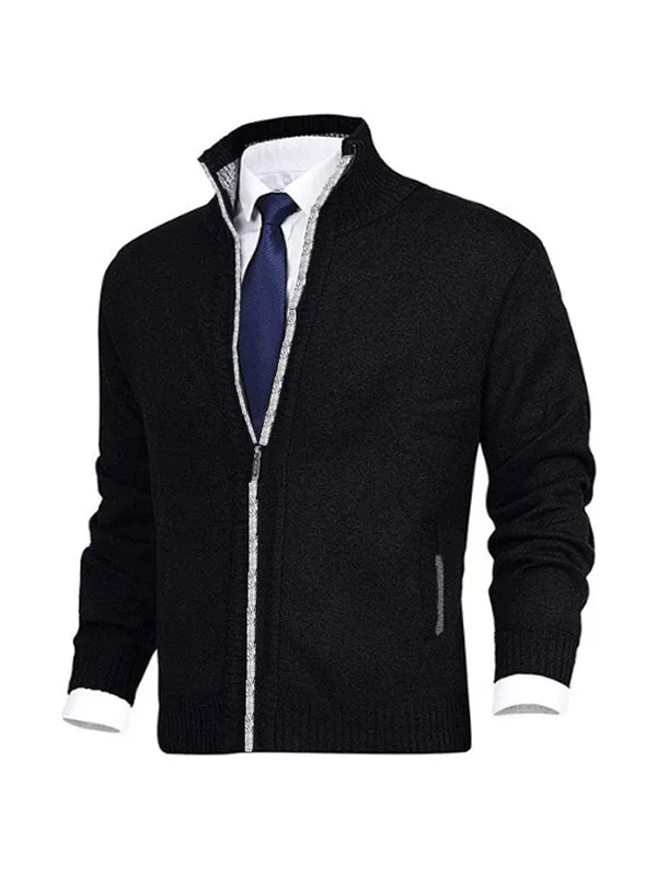 Men's Stand Collar Knitted Cardigan Jacket