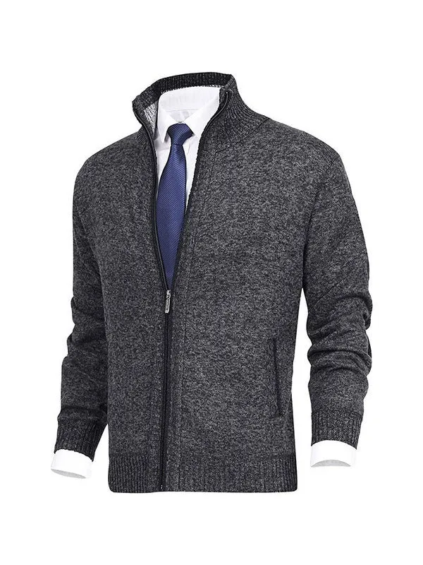 Men's Stand Collar Knitted Cardigan Jacket