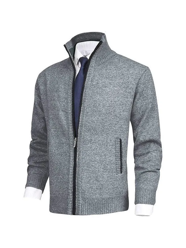 Men's Stand Collar Knitted Cardigan Jacket