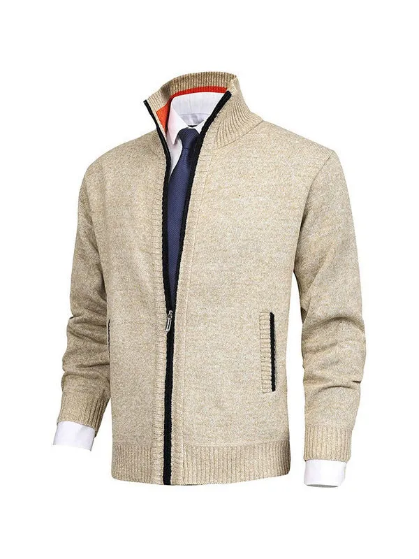 Men's Stand Collar Knitted Cardigan Jacket