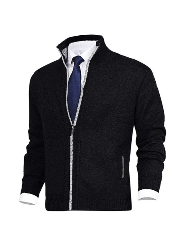 Men's Stand Collar Knitted Cardigan Jacket