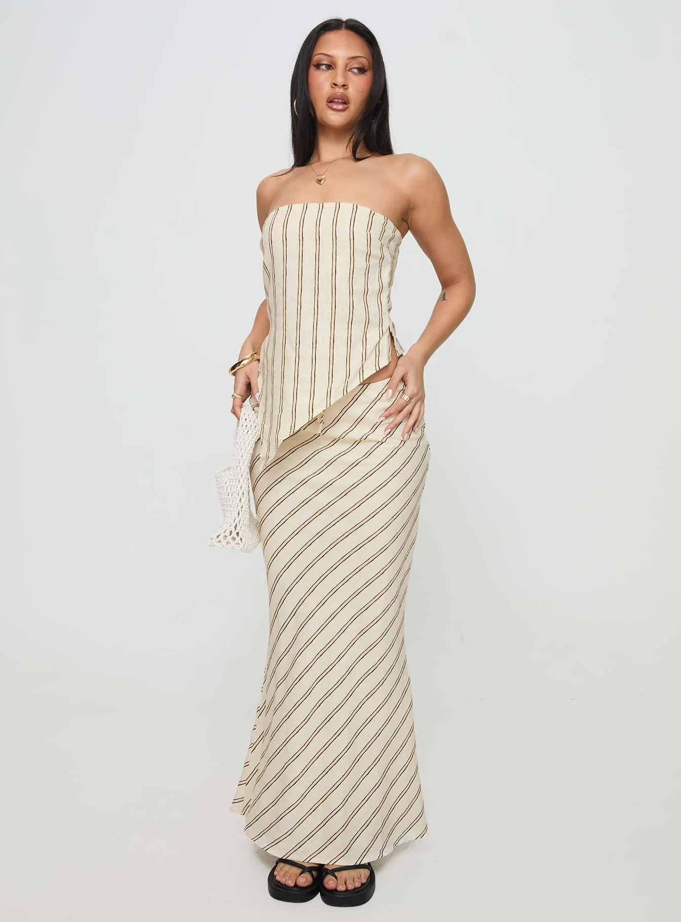 Mercer Linen Blend Maxi Skirt Cream