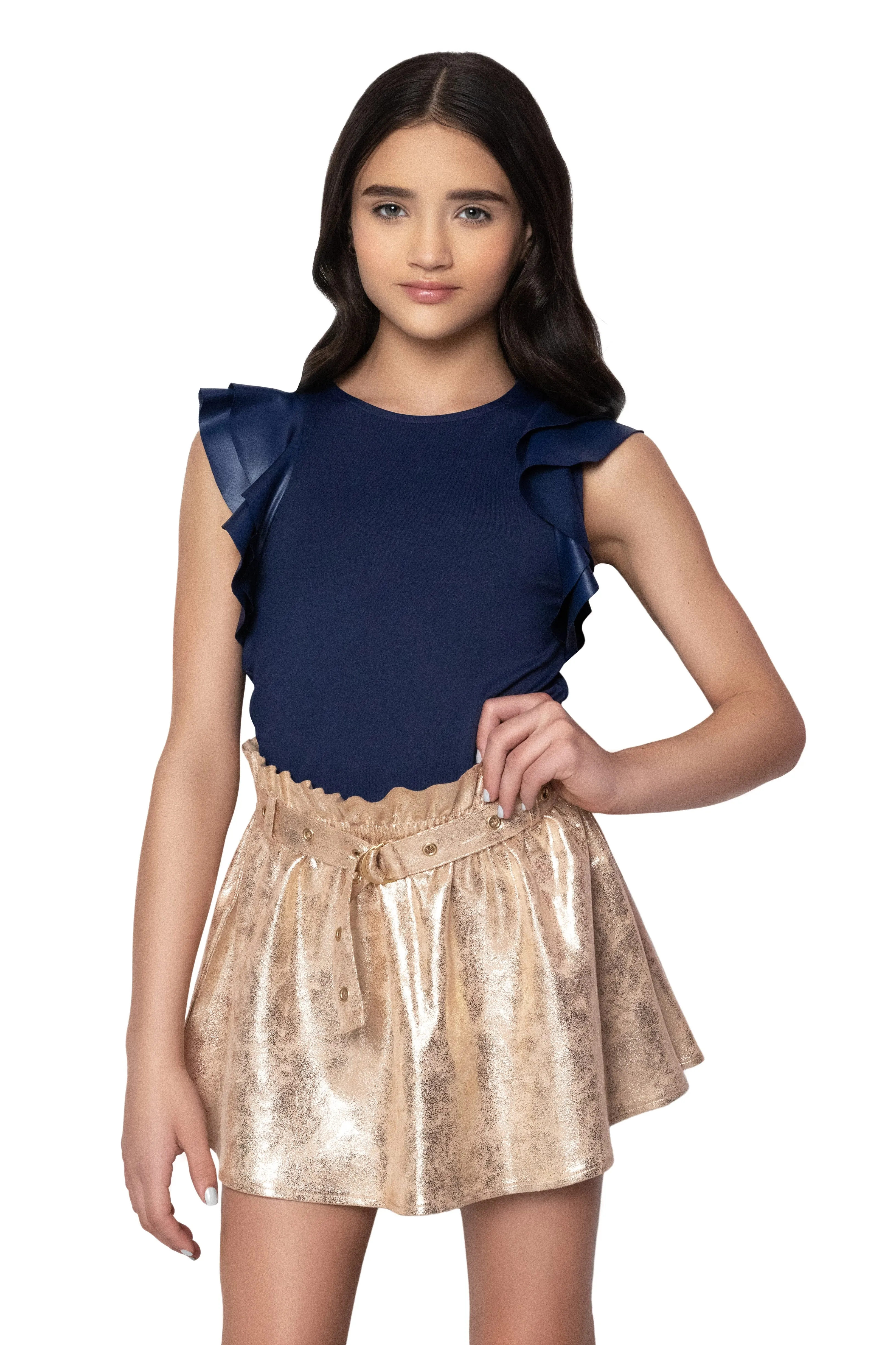 MIA New York Gold Moto Skirt