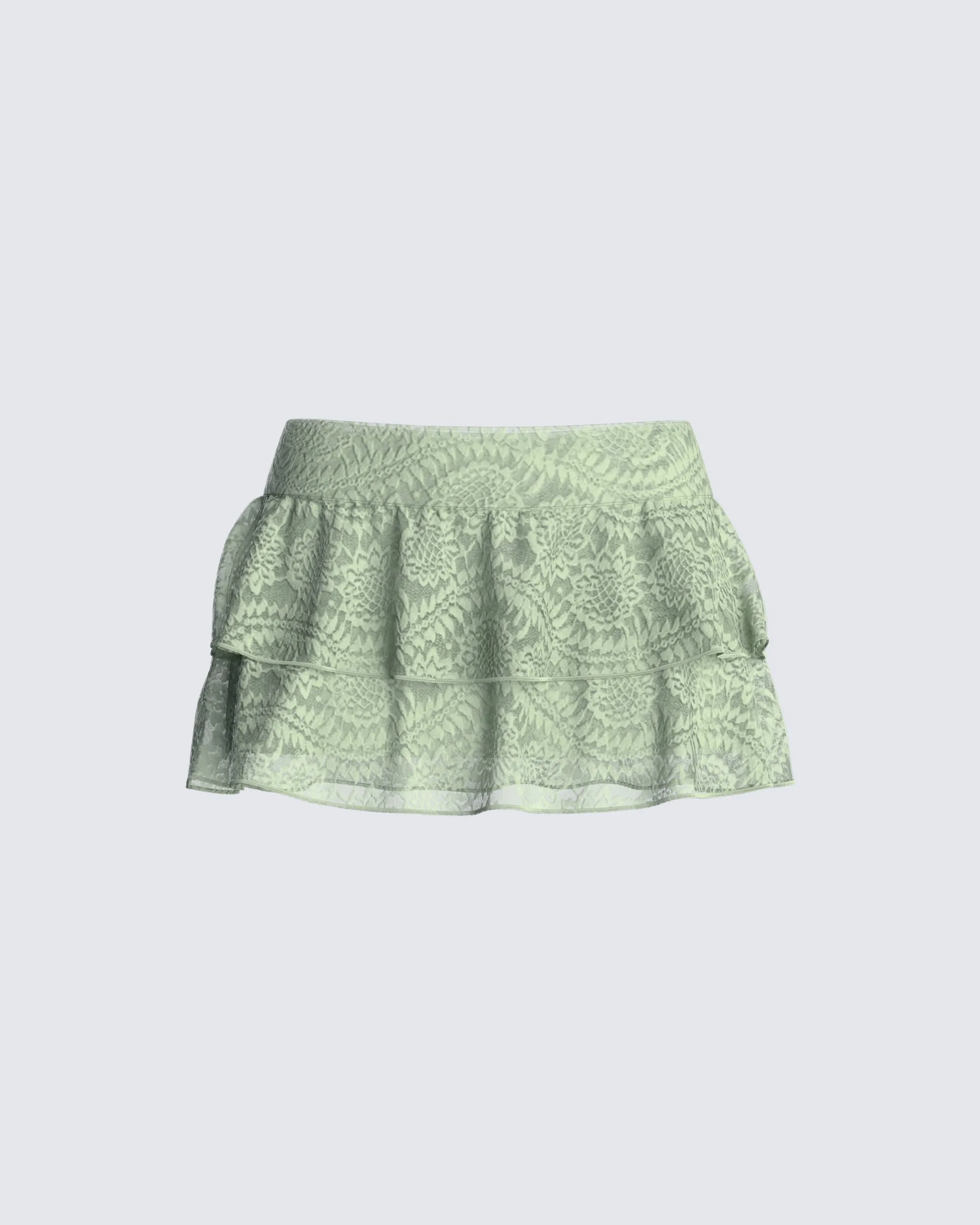 Mia Sage Stretch Lace Skirt