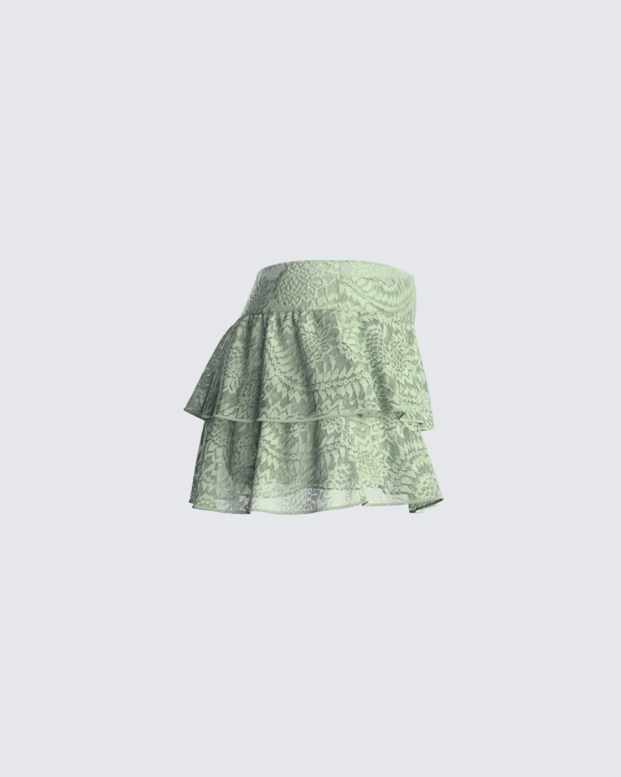 Mia Sage Stretch Lace Skirt