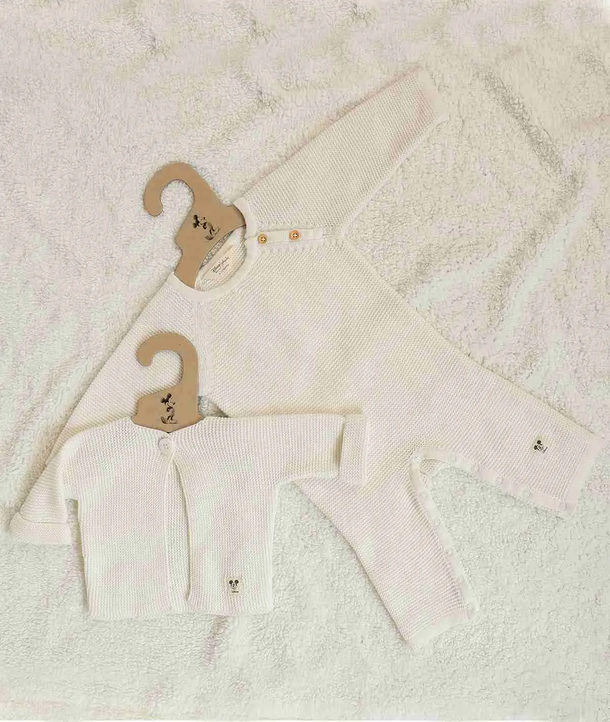 Mickey Mouse Cardigan for Newborn Babies in Ivory Color