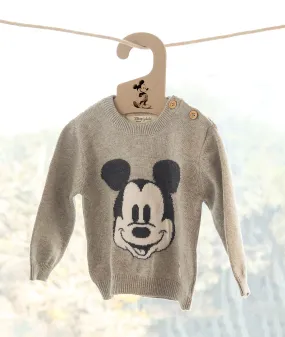 Mickey Mouse Jumper for Newborn Babies in Vanilla Grey Color