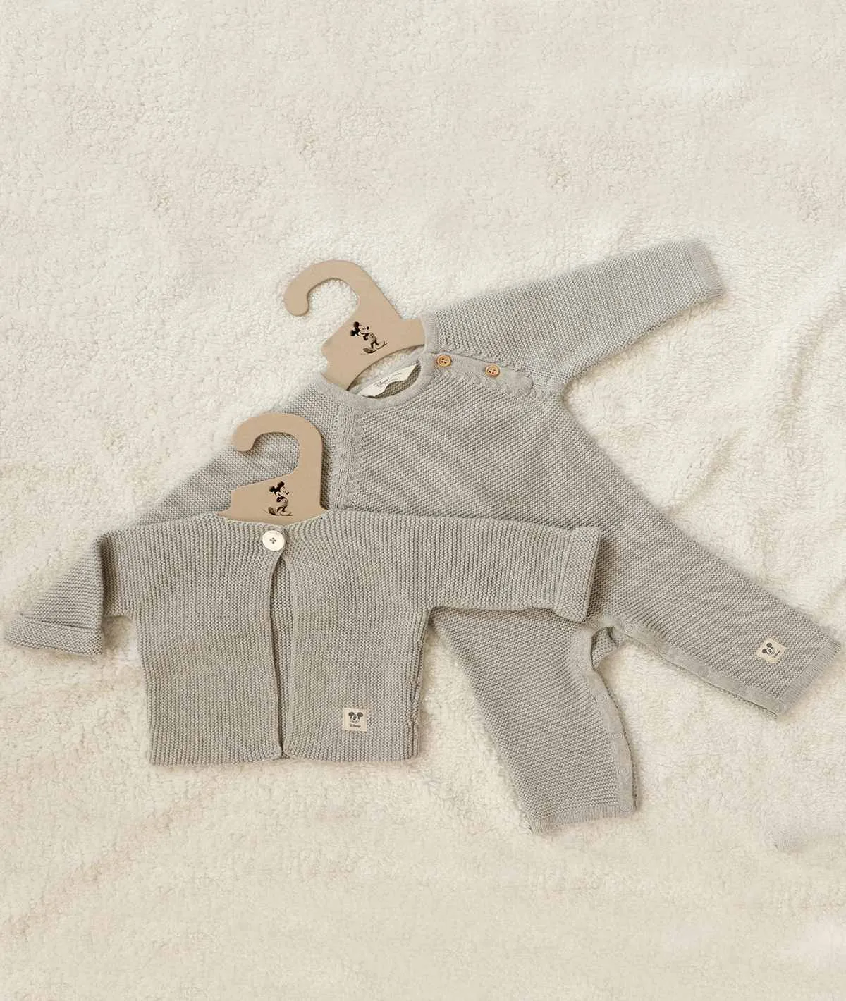 Mickey Mouse Romper for Newborn Babies in Vanila Grey color