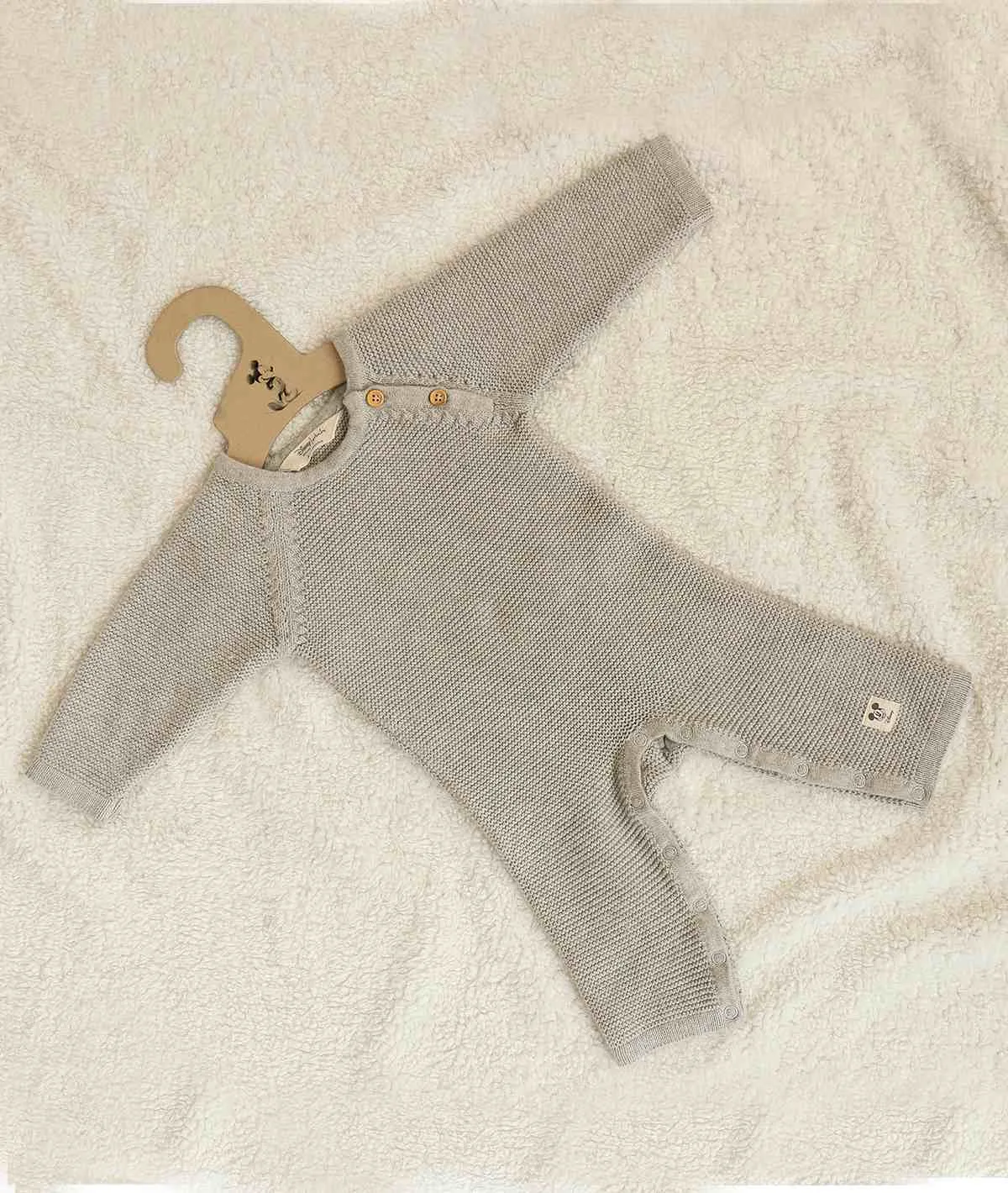 Mickey Mouse Romper for Newborn Babies in Vanila Grey color