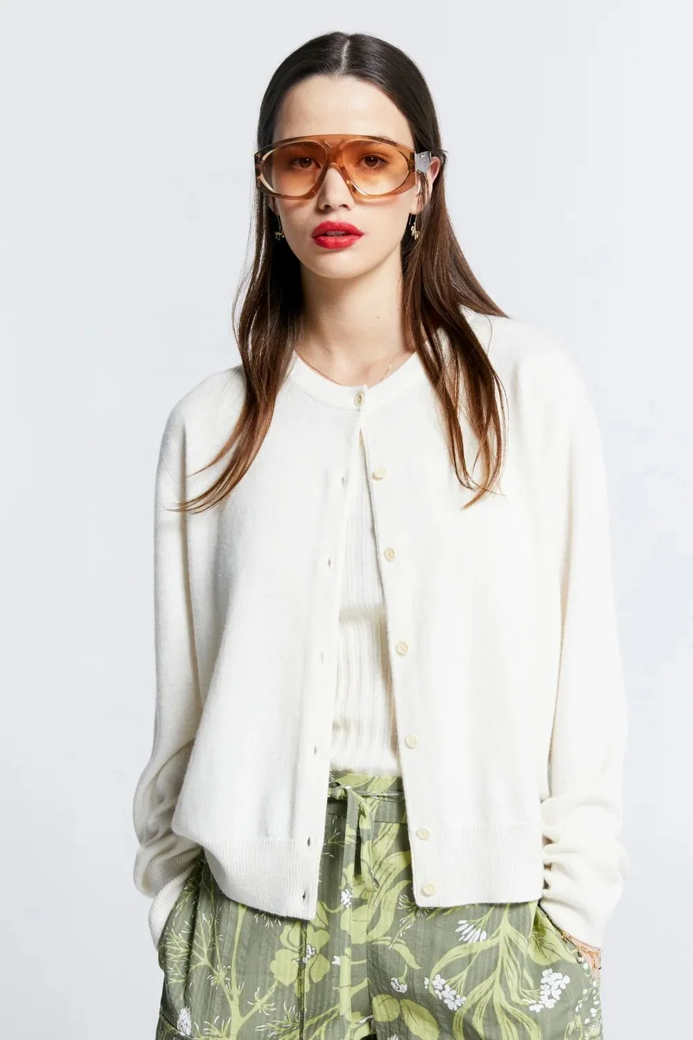 Mina Button Up Cashmere Cardi | Off White