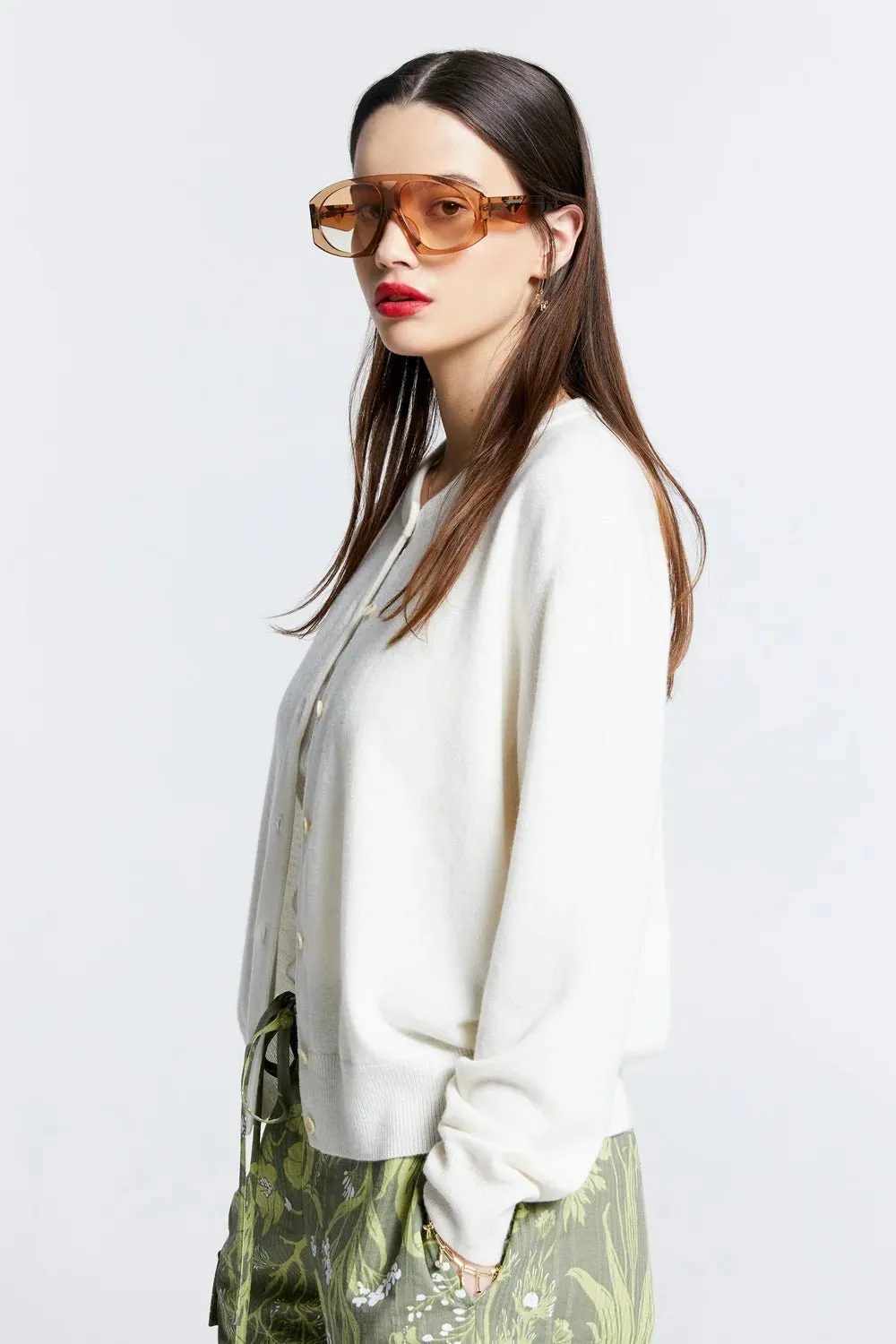 Mina Button Up Cashmere Cardi | Off White