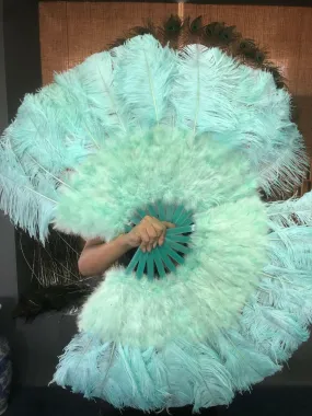 mint green Marabou Ostrich Feather fan 21"x 38"