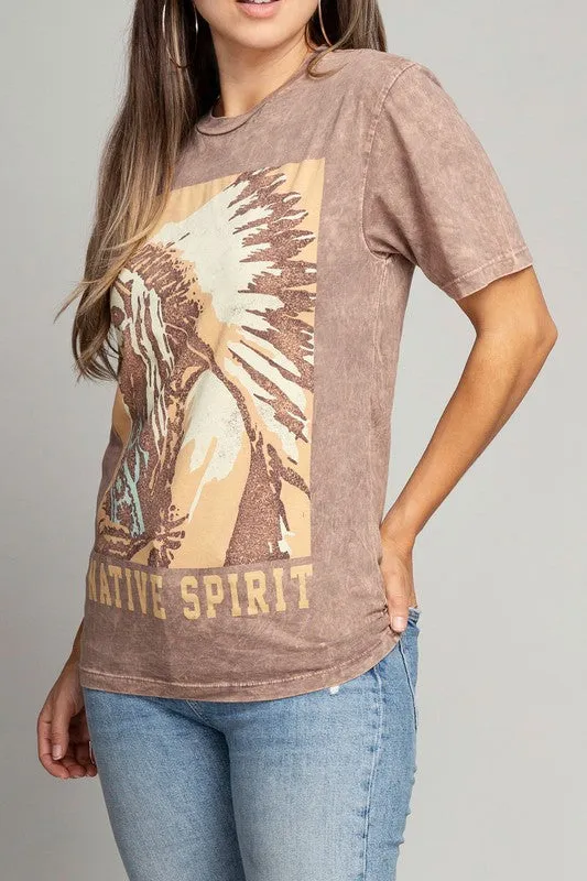 Native Spirit Tee in Mocha Mineral Wash