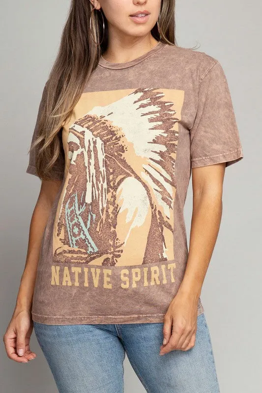 Native Spirit Tee in Mocha Mineral Wash