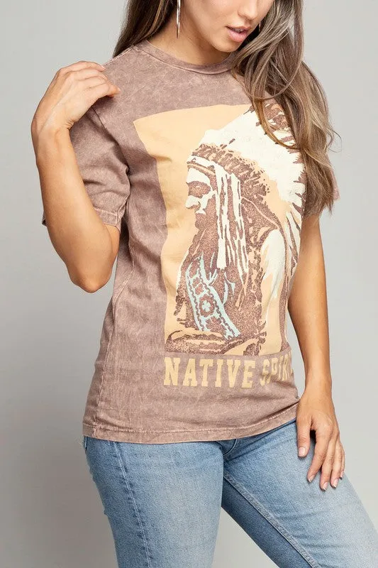 Native Spirit Tee in Mocha Mineral Wash