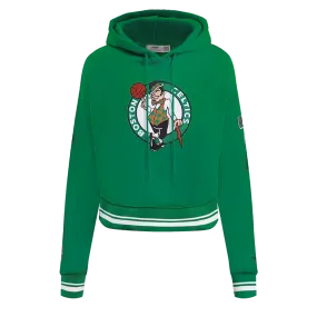 NBA BOSTON CELTICS RETRO CLASSIC WOMEN'S RIB CROPPED PO HOODIE (KELLY GREEN)