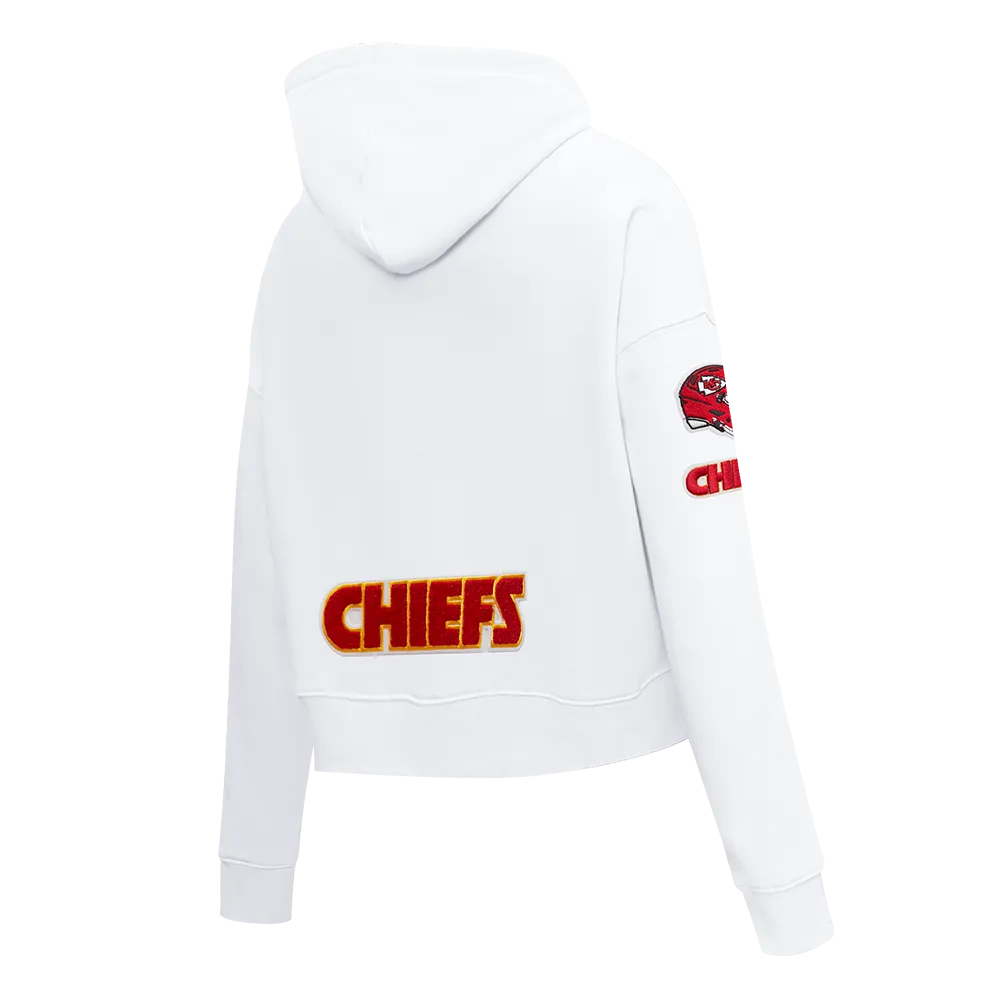 NFL KANSAS CITY CHIEFS CLASSIC WOMEN'S FLC CROPPED PO HOODIE (WHITE)