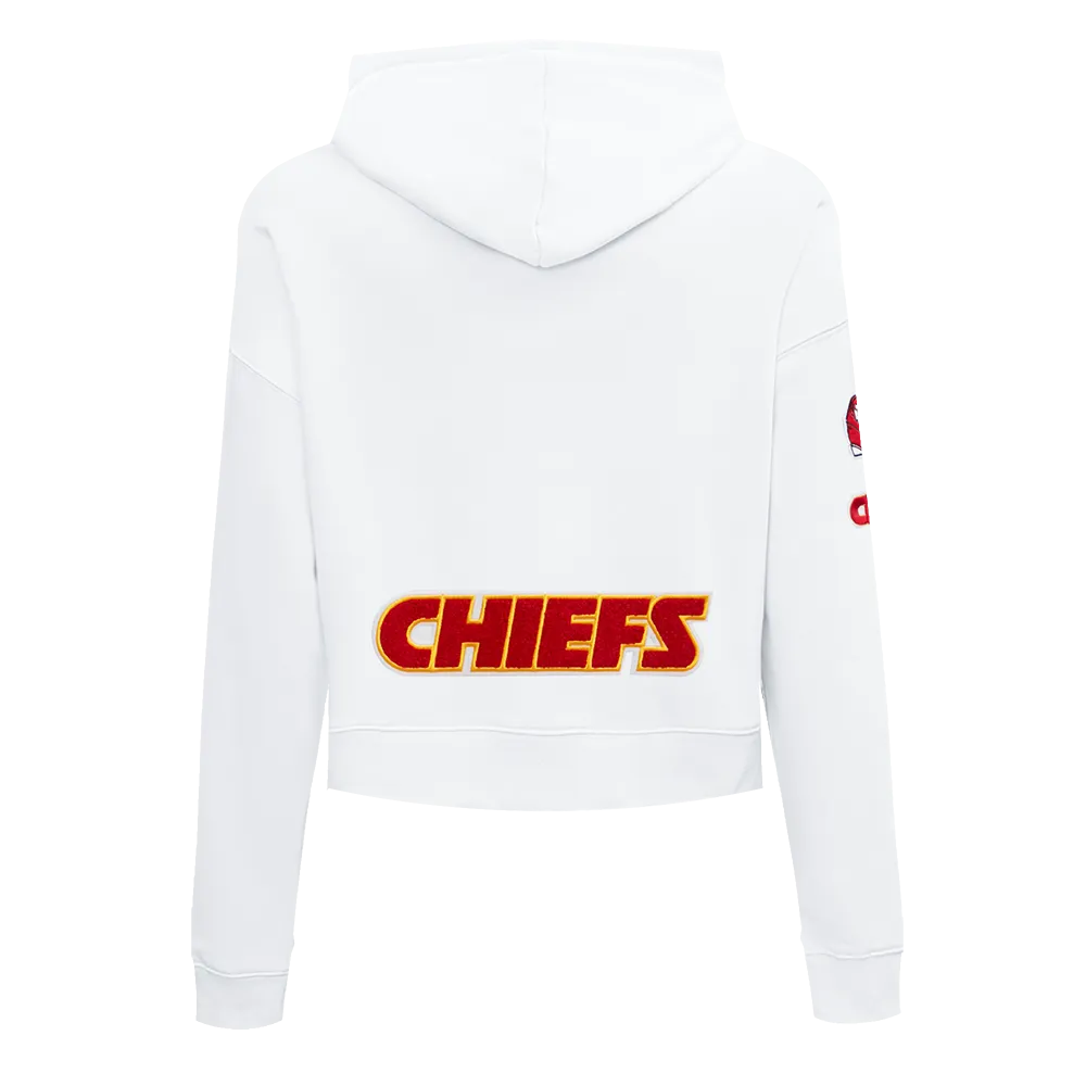 NFL KANSAS CITY CHIEFS CLASSIC WOMEN'S FLC CROPPED PO HOODIE (WHITE)