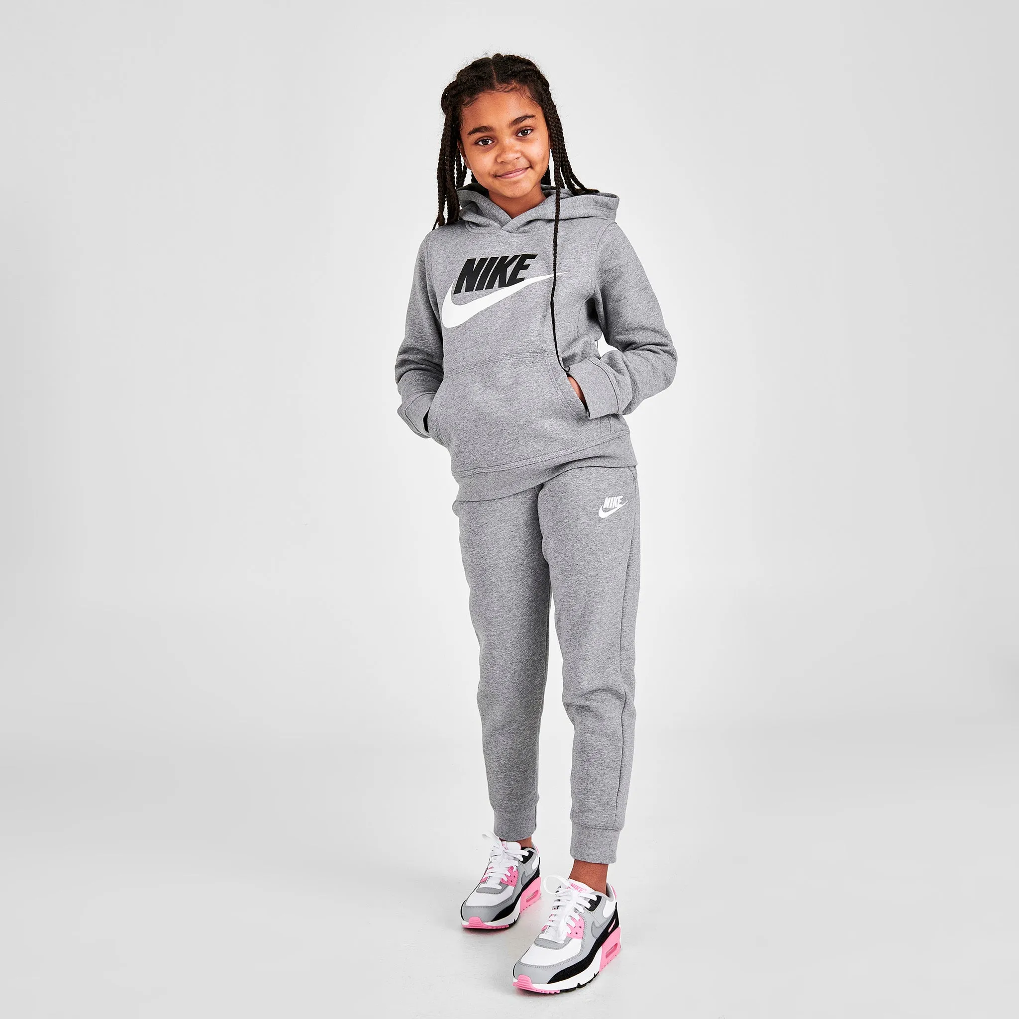 Nike Sportswear Kids' Club Fleece Pullover Hoodie / Carbon Heather