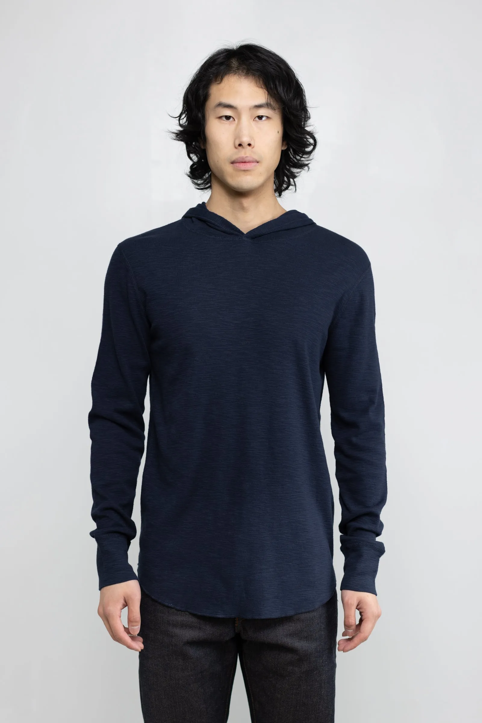 NS2165-5 Slub 1x1 Pullover Hoodie in Navy