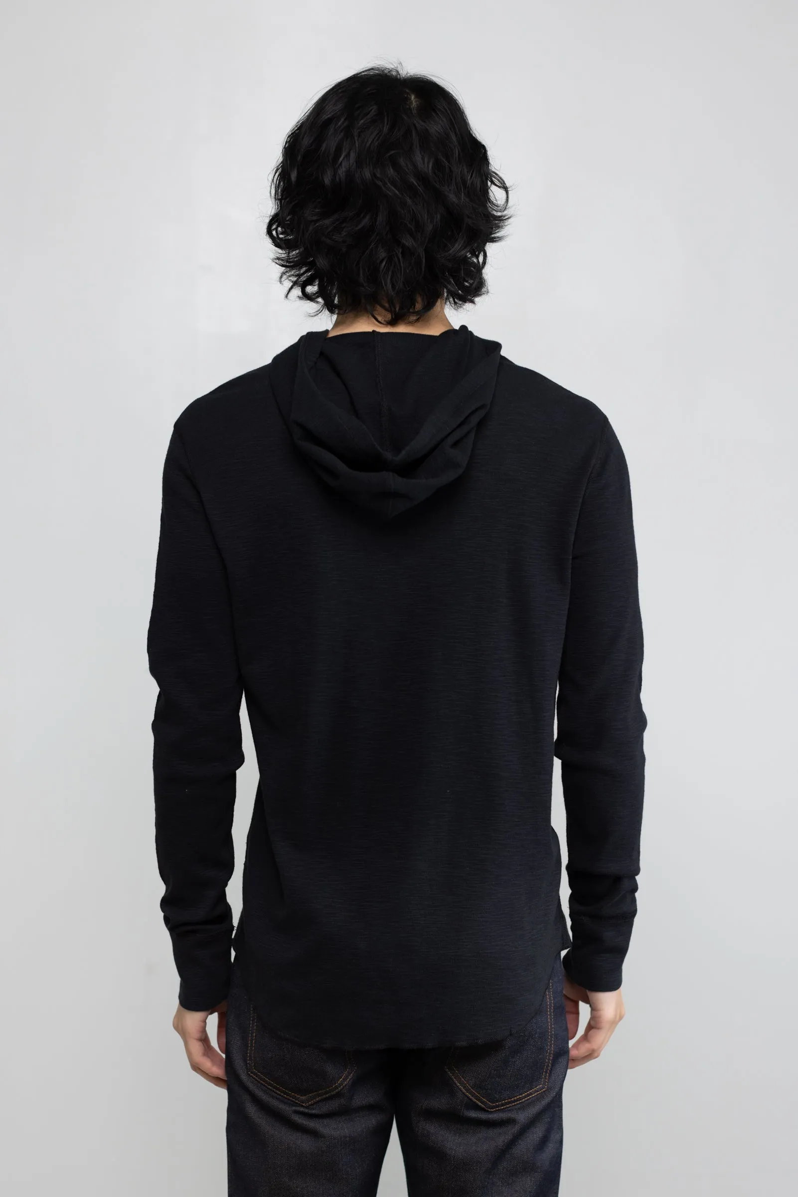 NS2165-6 Slub 1x1 Pullover Hoodie in Black