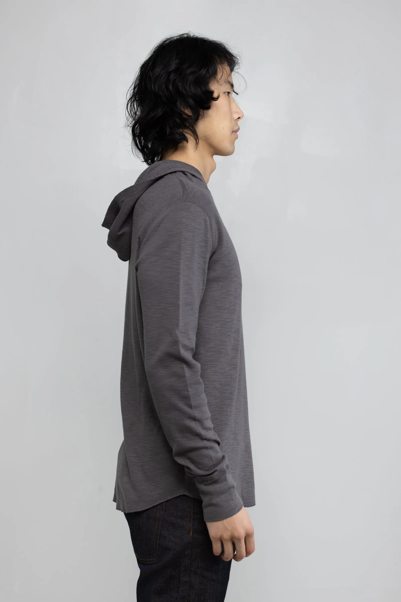 NS2165-7 Slub 1x1 Pullover Hoodie in Grey