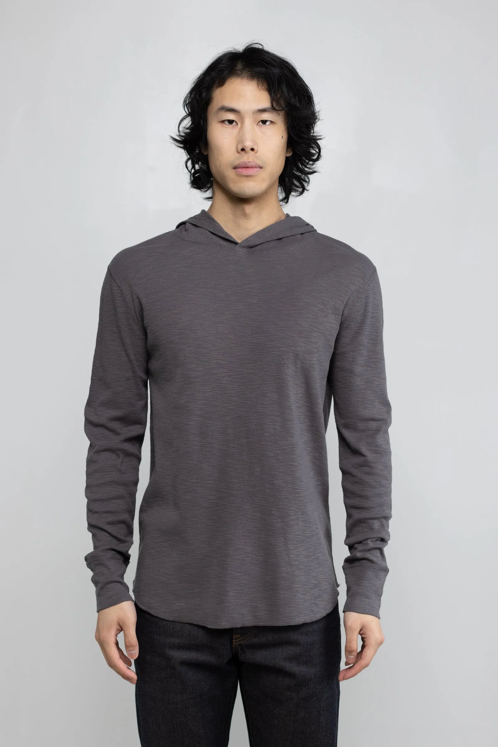 NS2165-7 Slub 1x1 Pullover Hoodie in Grey