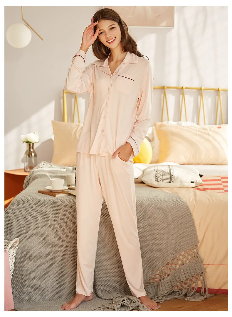 Nsquared Cardigan Modal Long Sleeve Lapel Pajamas Sets