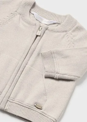 Oat melange Knit Zipper Cardigan