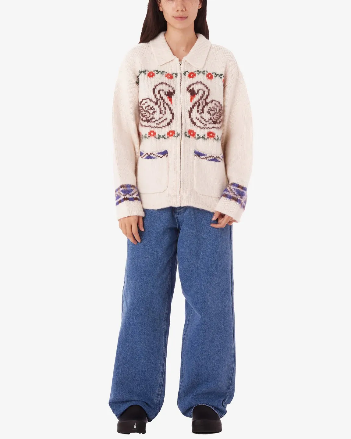 Obey - Swans Zip Sweater - Unbleached Multi