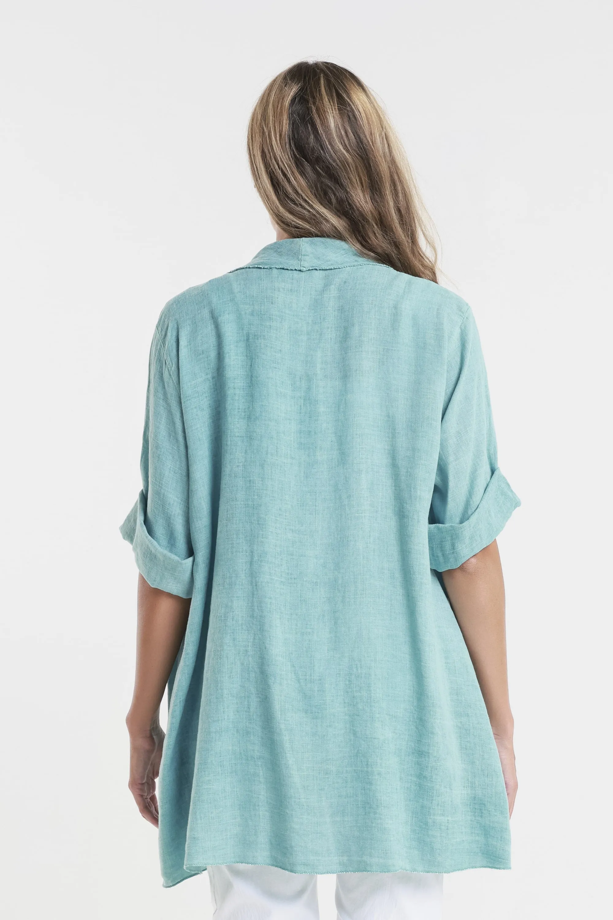 Olivette Gauzy Linen Blend Open Cardigan (CQ102)