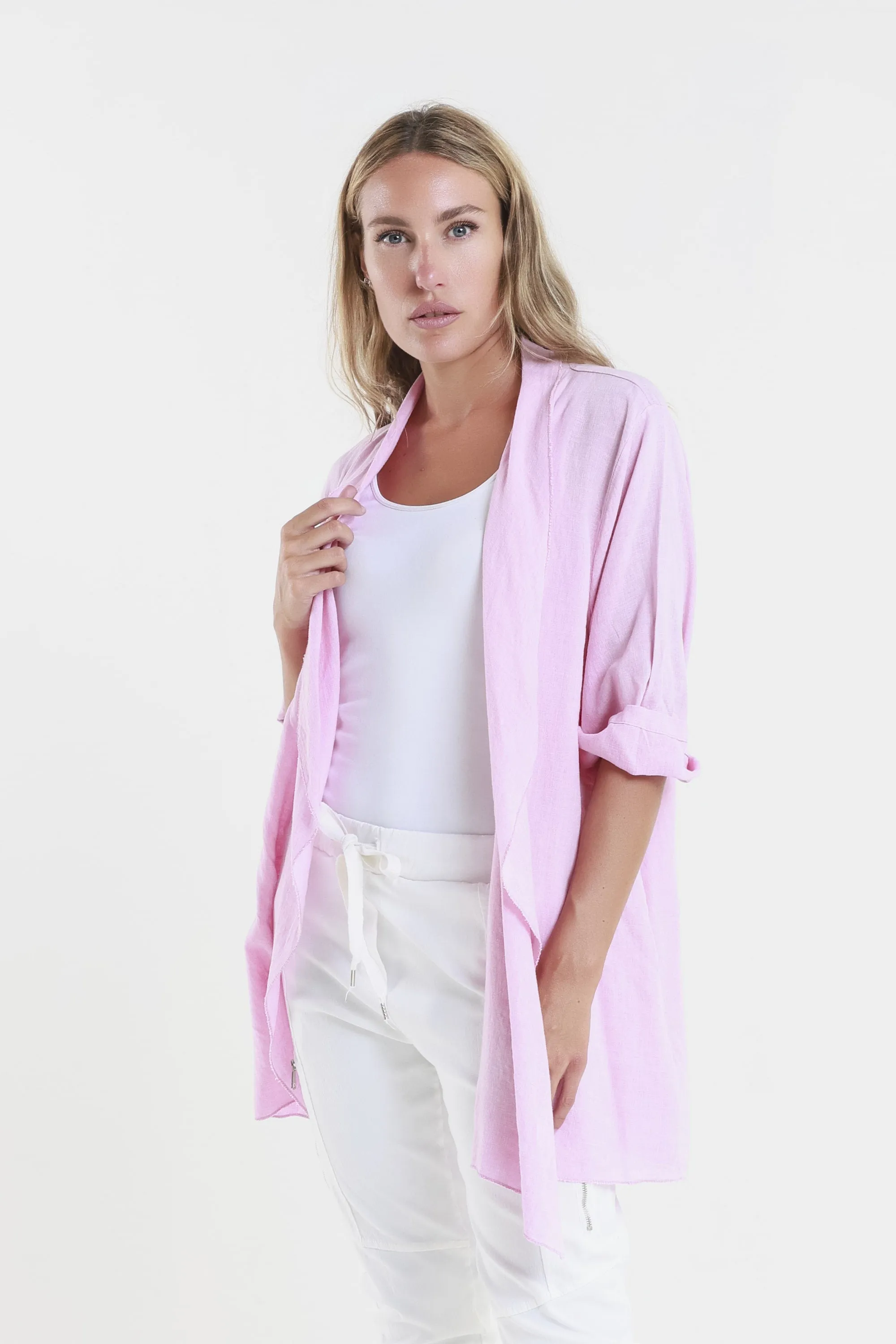 Olivette Gauzy Linen Blend Open Cardigan (CQ102)