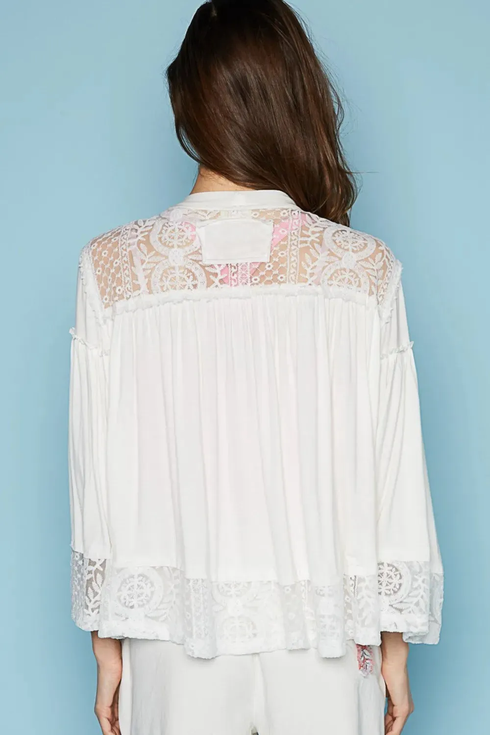 Open Front Lace Detail Cardigan