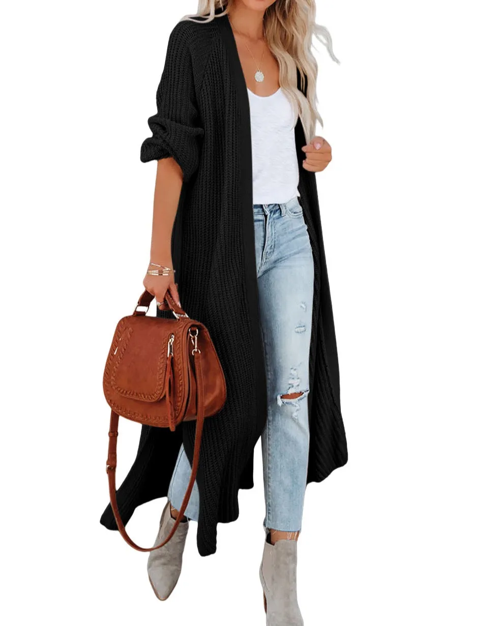 Open Front Slit Duster Cardigan