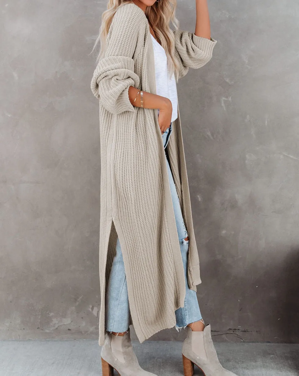 Open Front Slit Duster Cardigan