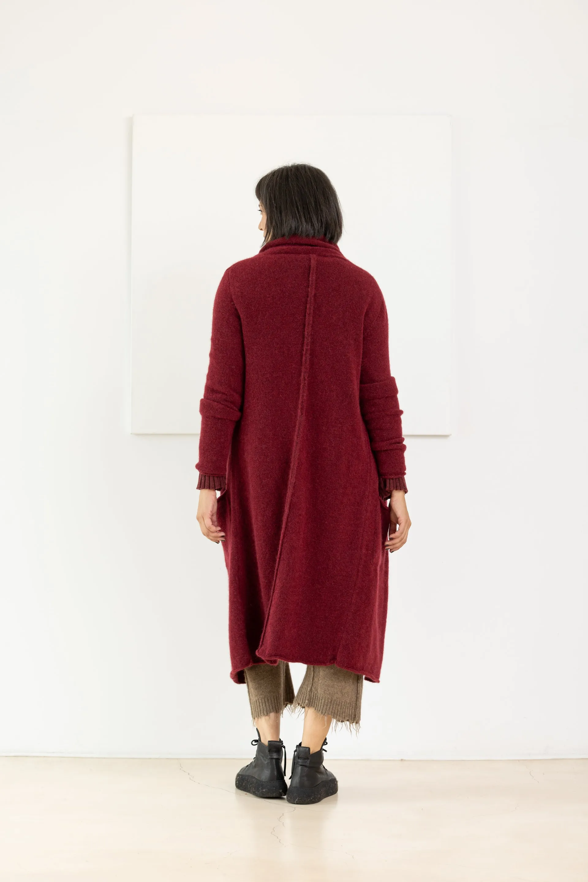 PAL OFFNER LONG CARDIGAN MERLOT