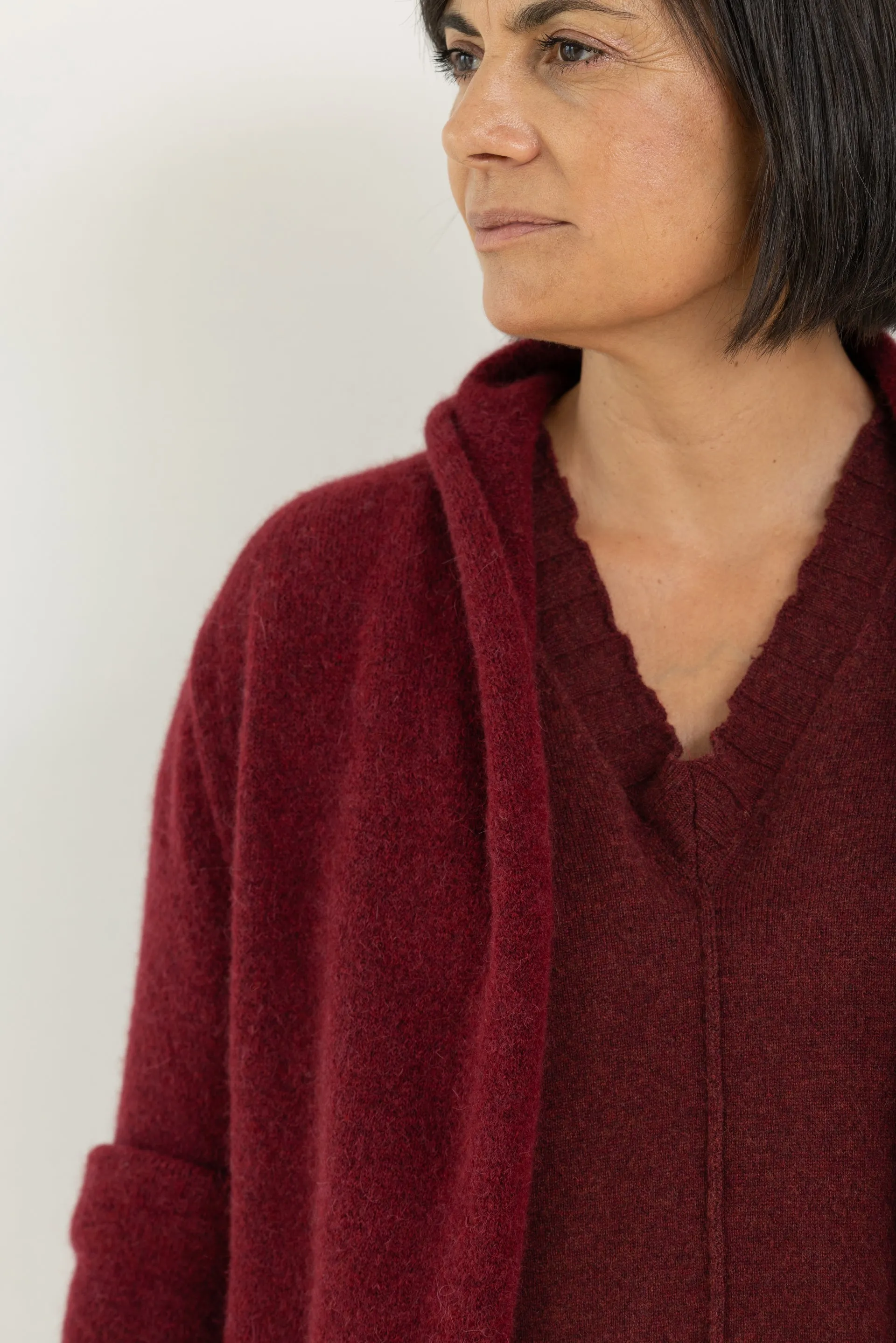 PAL OFFNER LONG CARDIGAN MERLOT