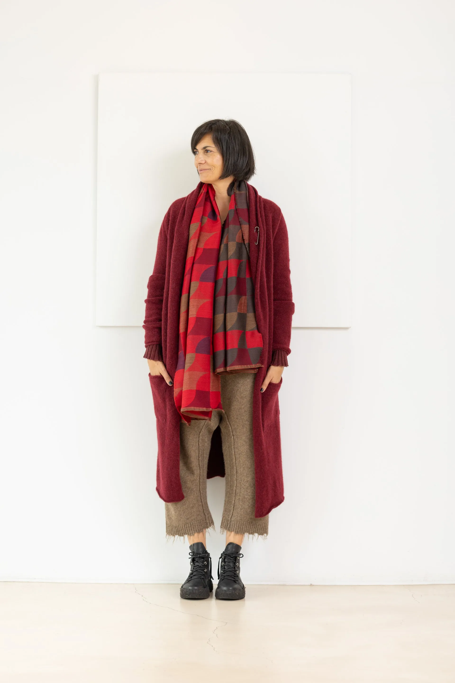 PAL OFFNER LONG CARDIGAN MERLOT