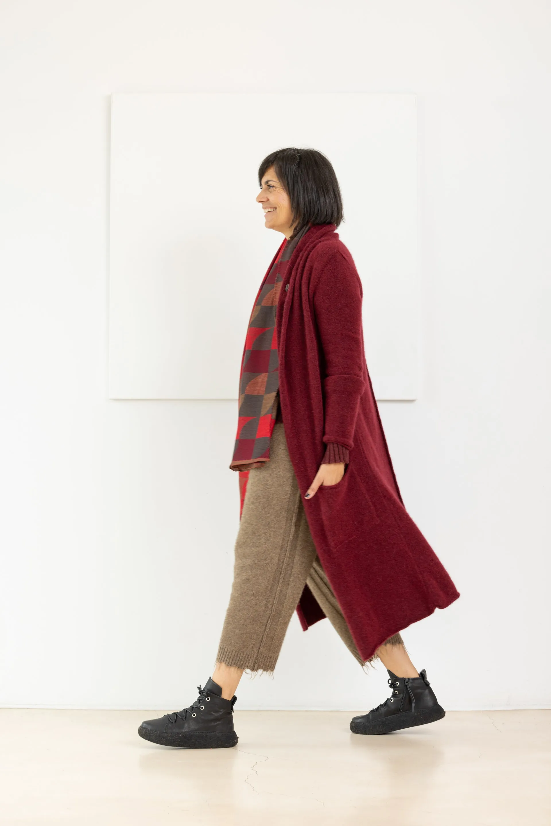 PAL OFFNER LONG CARDIGAN MERLOT