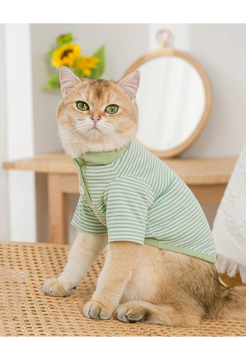 Pet Clothing Breathable Stripes Knitted Cardigan Cat Clothes