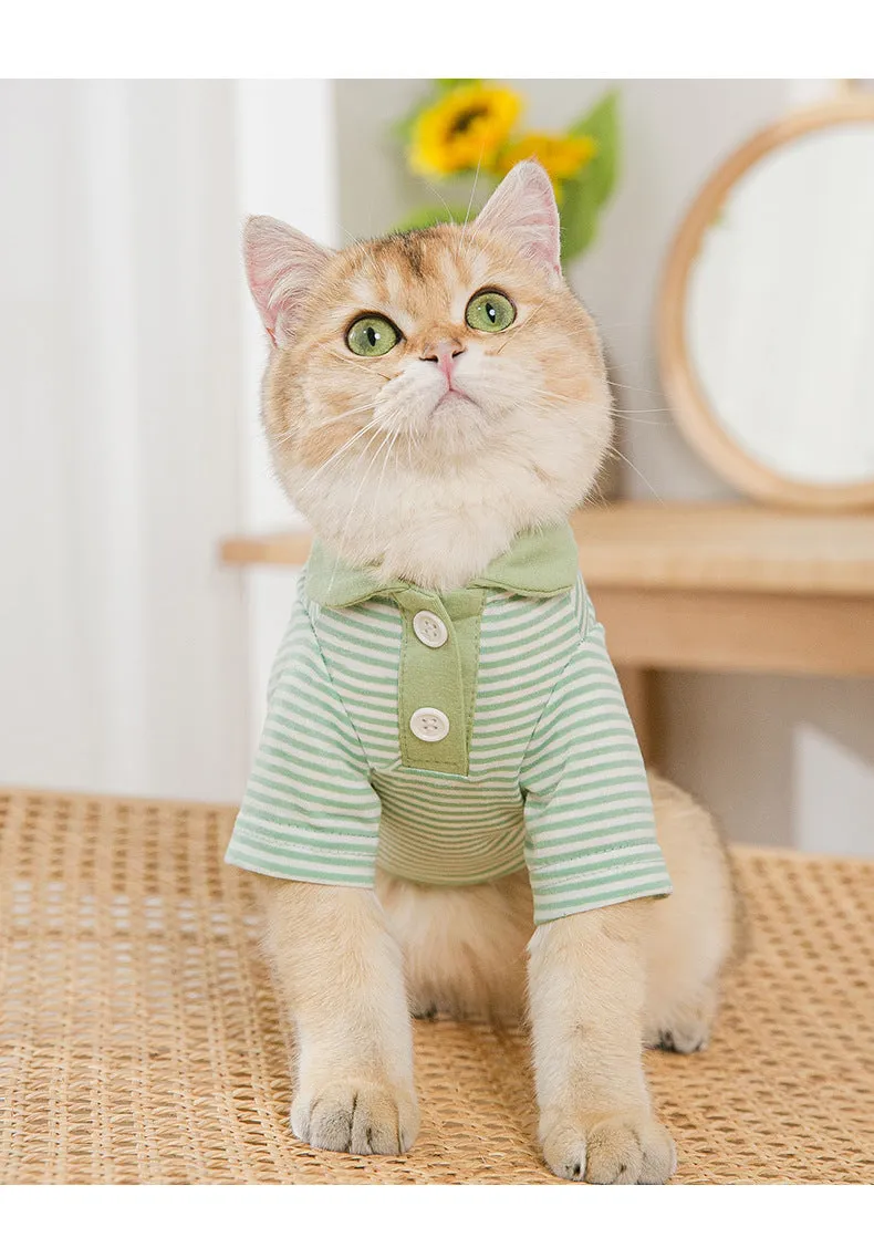 Pet Clothing Breathable Stripes Knitted Cardigan Cat Clothes